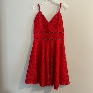 francesca’s red patterned dress